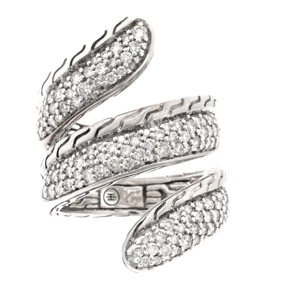 JOHN HARDYSterling Silver Diamond Classic Chain Pave Wrap Ring